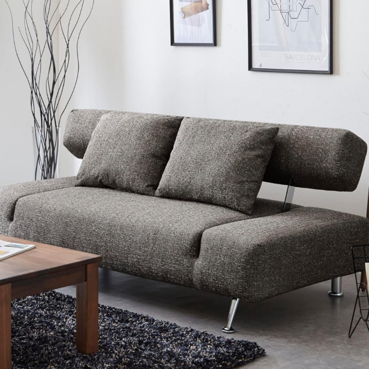 ソファベッド 省スペースタイプ ブラウン