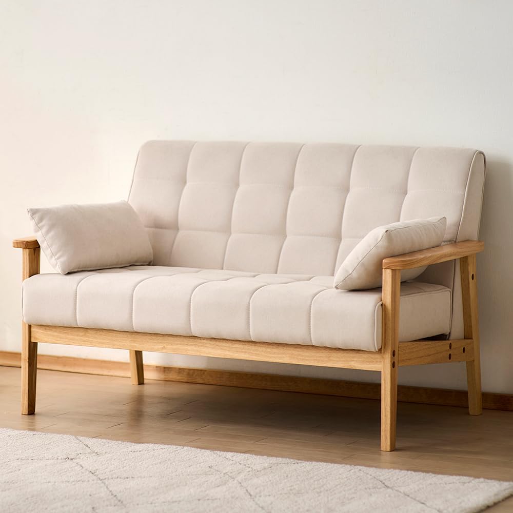 ウッドフレームソファ(2人掛け)オフホワイト