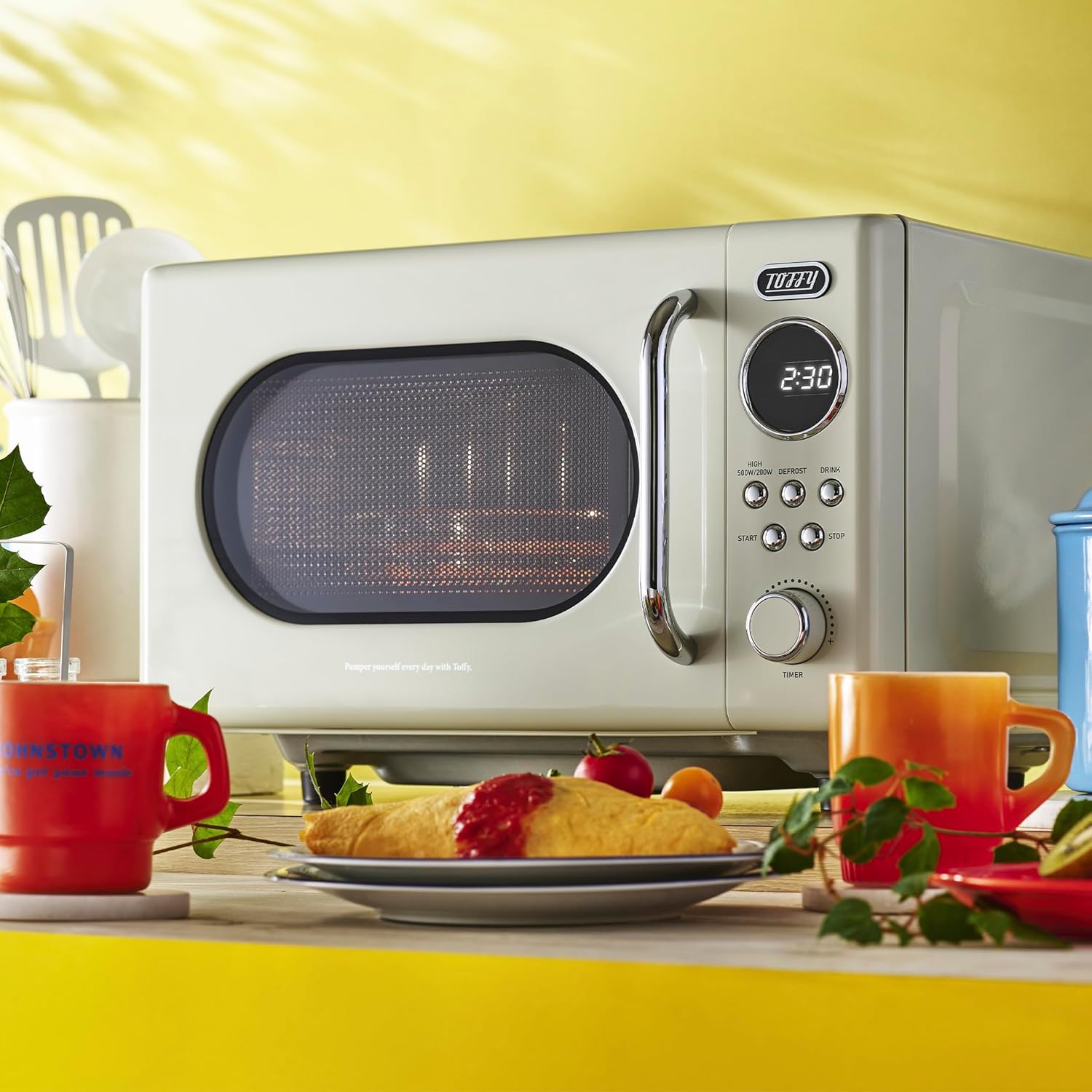 レトロ電子レンジ アッシュホワイト