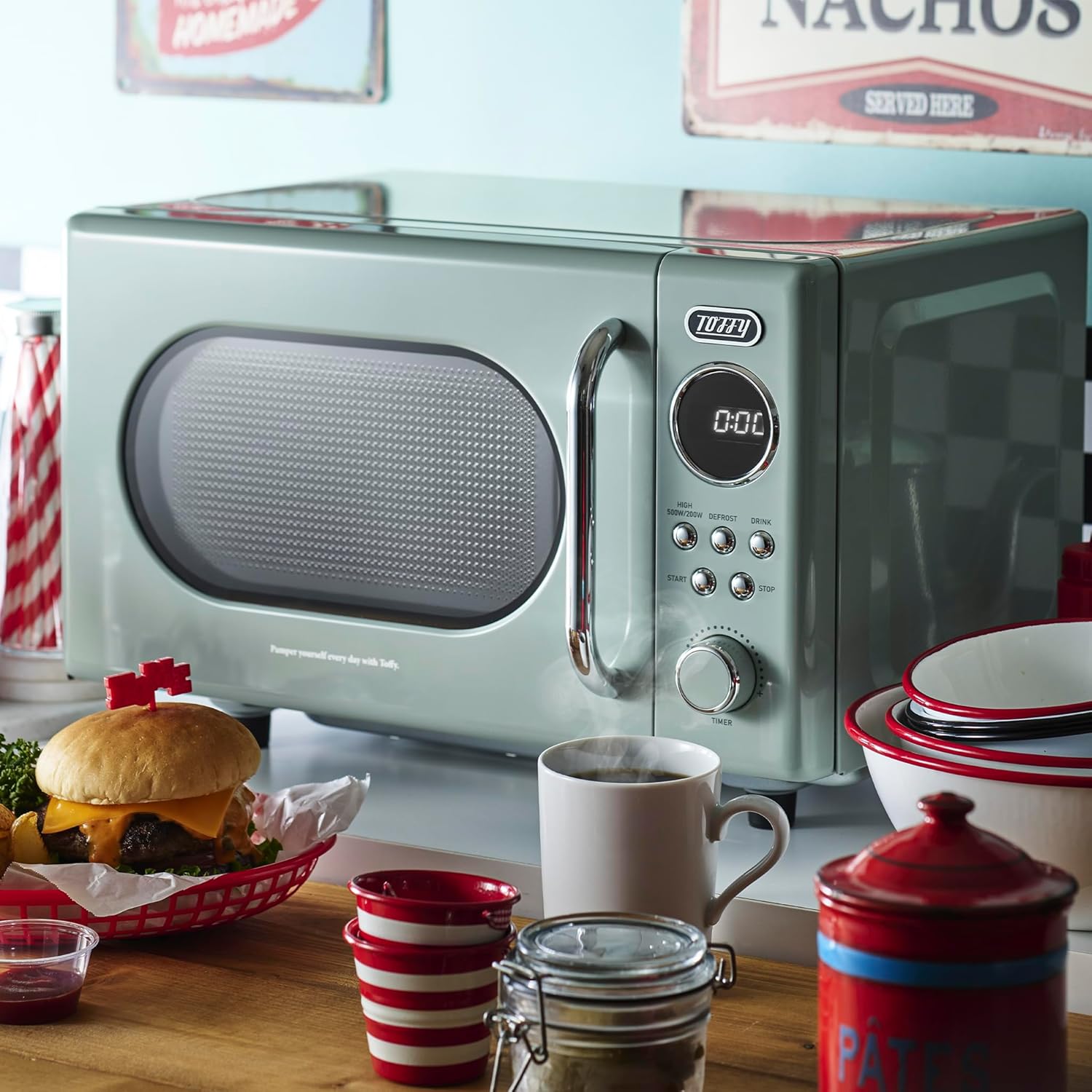 レトロ電子レンジ ペールアクア