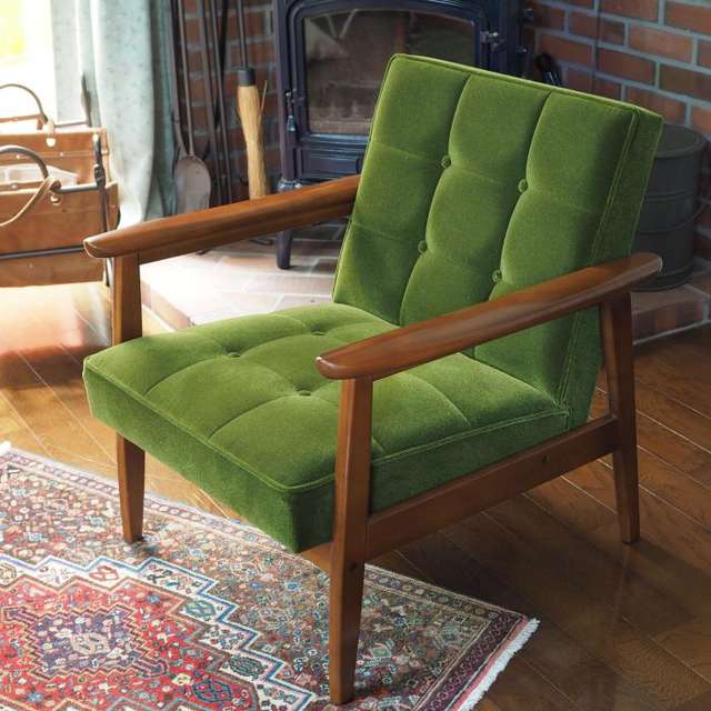 【カリモク60】Kチェア(1人掛け)モケットグリーン