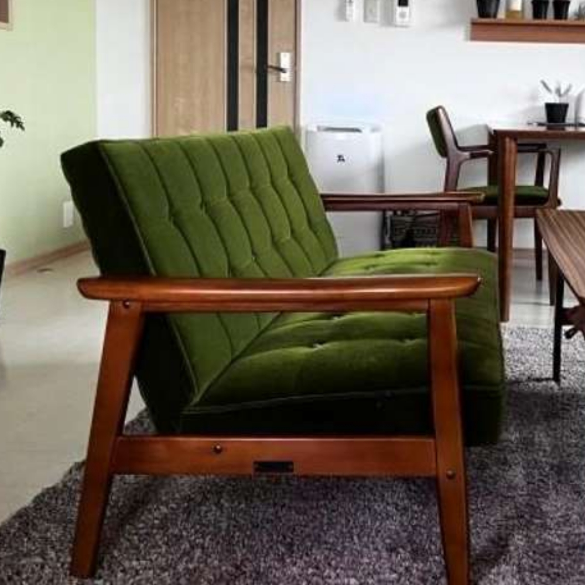 【カリモク60】Kチェア(2人掛け)モケットグリーン